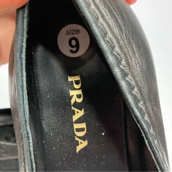 Prada platform espadrille shoes black leather size 40.5 - Picture 7 of 9